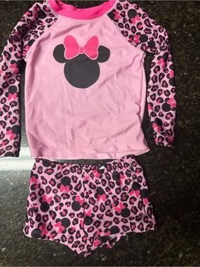 Girls Pink Minnie Mouse Two-Piece swim Set